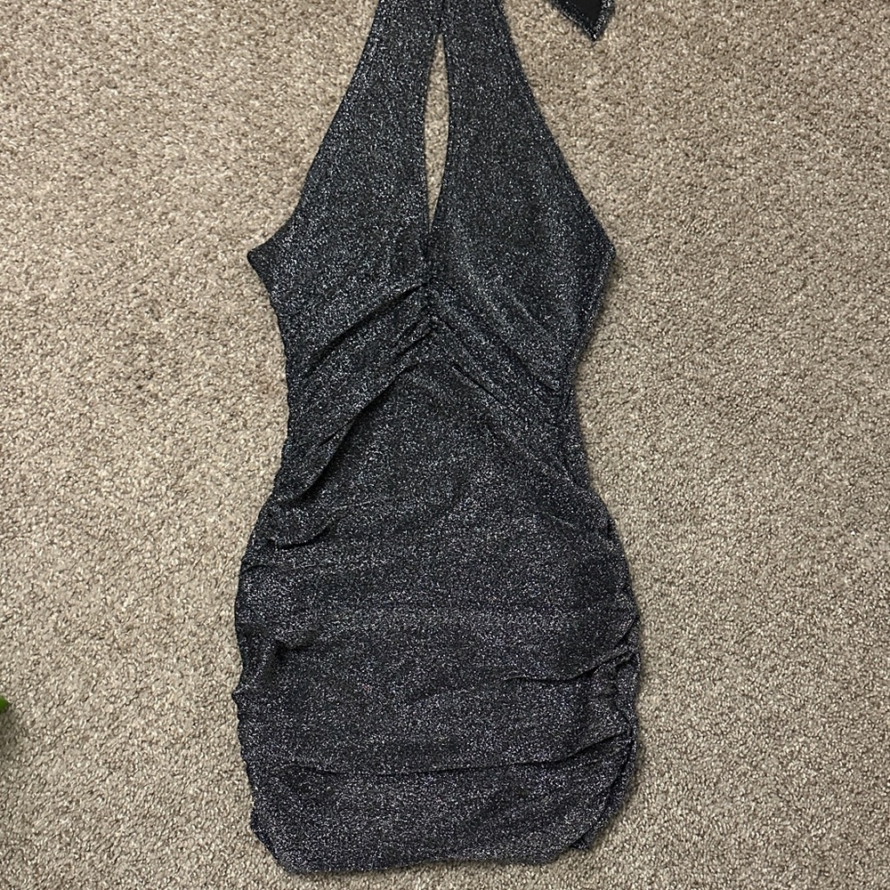SHEIN Black Glitter Backless Dress